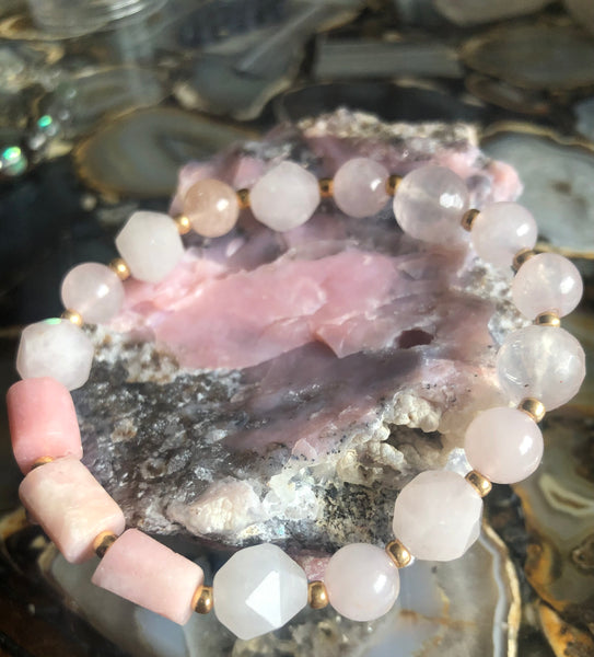 Rose Quartz, Moonstone and Pink Opal